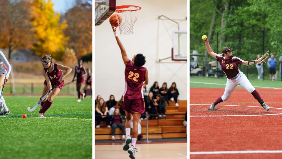 Atletas da Marianapolis em field hockey, basquete e softball